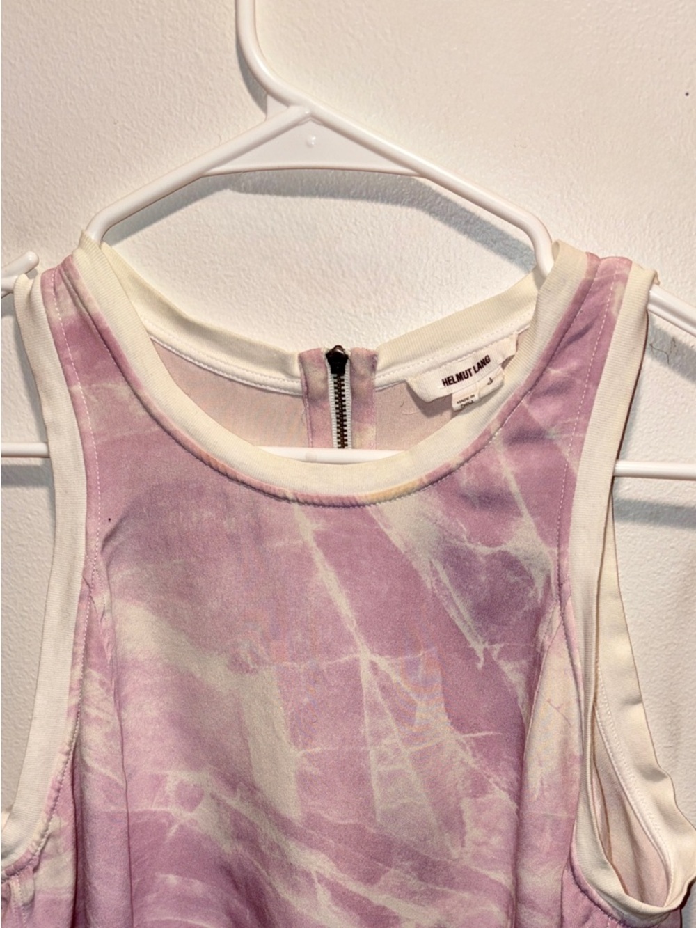 Helmut Lang Lavender and Cream Marble Silk Tank Top - Picture 5 of 10